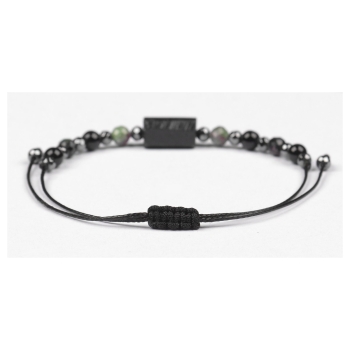 Bransoletka celebrytka czarny TURMALIN ZOISYT Z RUBINEM HEMATYT ochrona